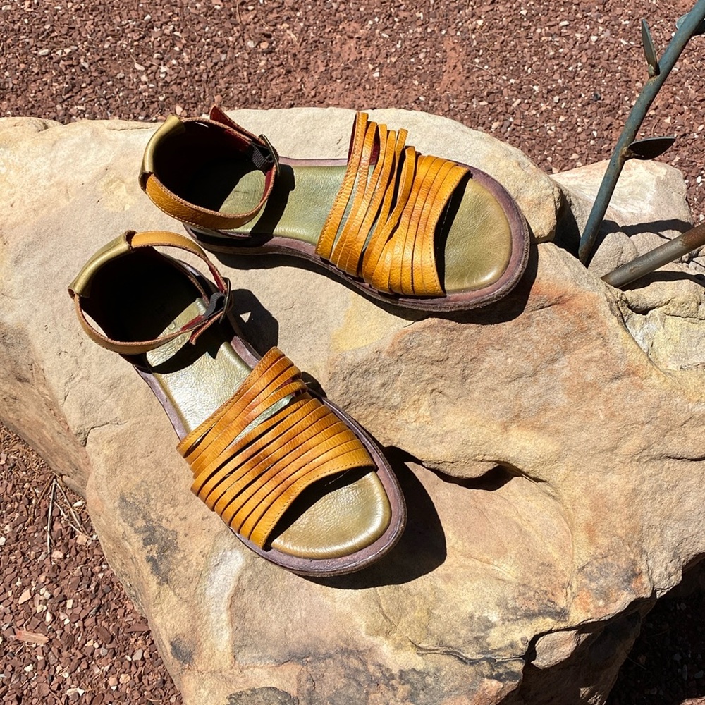 Bed Stu sandals, 7.5 made in Mexico, all leather (upper and sole)